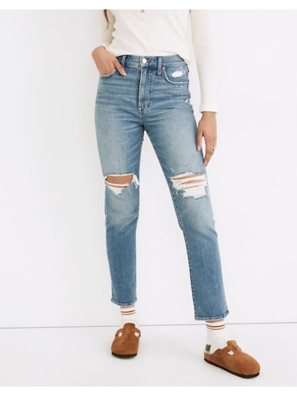 Madewell The Perfect Vintage Denman Wash Distressed Jeans Women's Size 28 - Picture 3 of 12